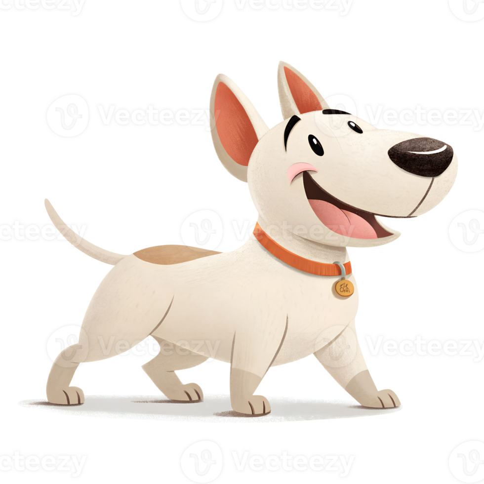 Illustration of a Cute Bull Terrier is joy isolated on a transparent background png