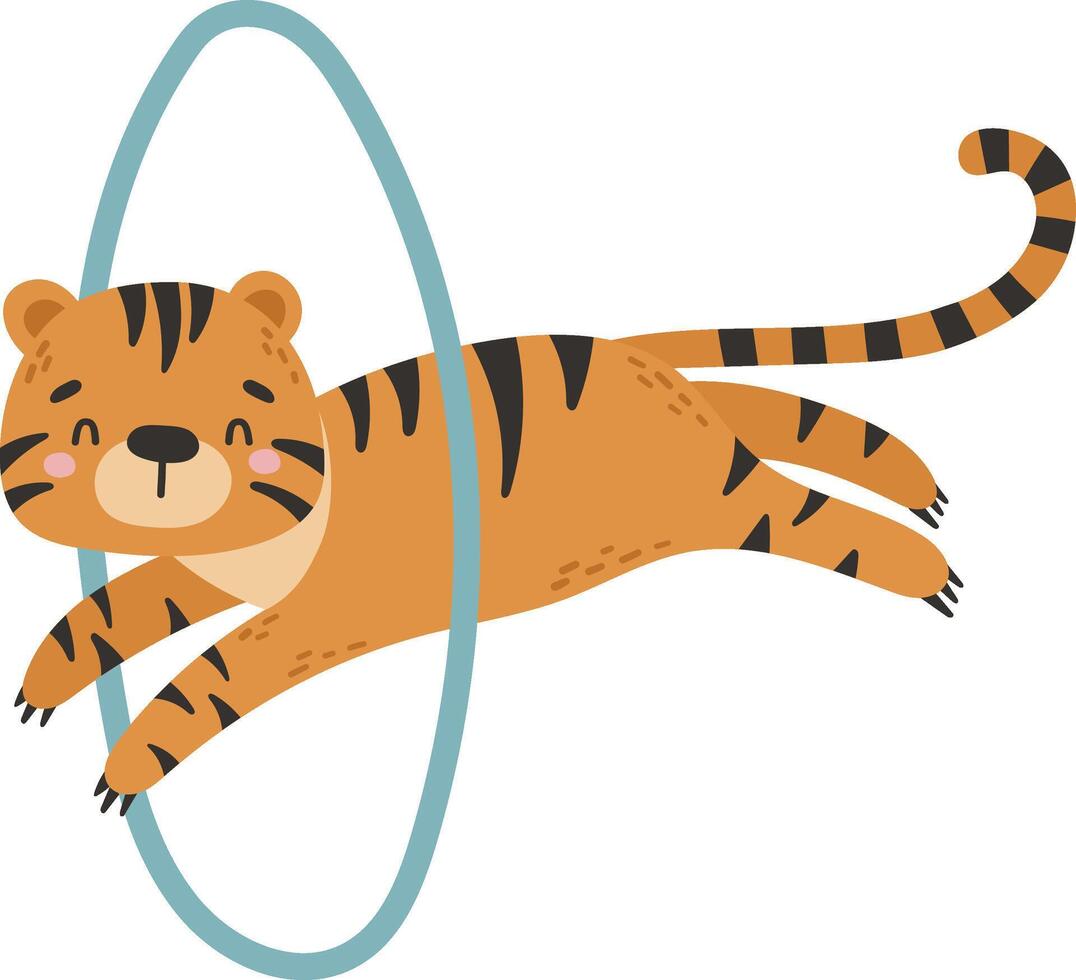 Circus tiger animal, Circus isolated element, cartoon style, kids illustration vector