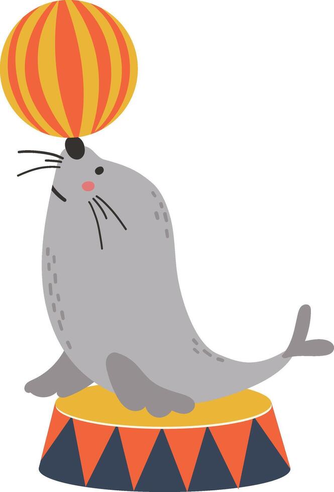 Circus seal animal, Circus isolated element, cartoon style, kids illustration vector