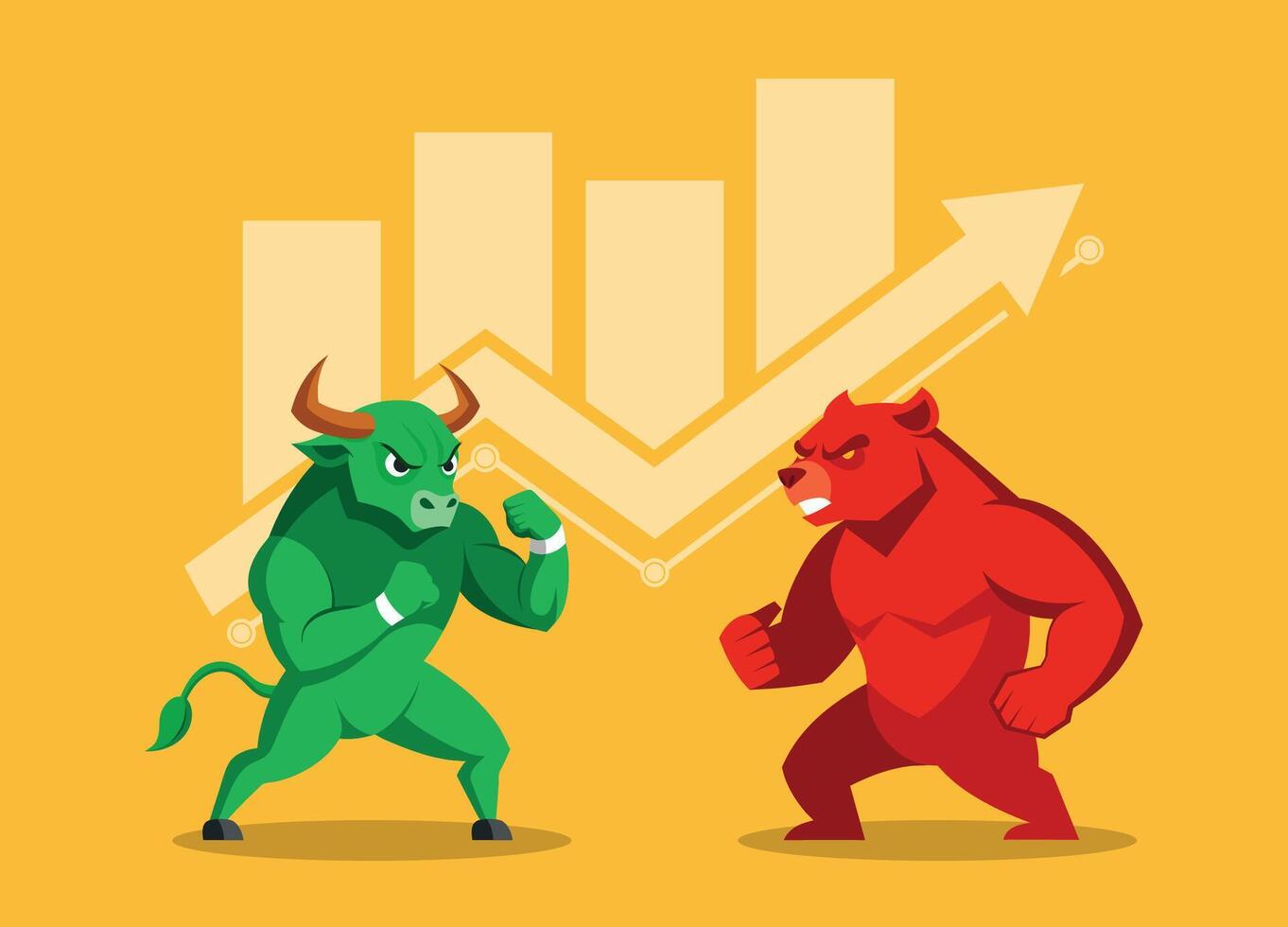 Green Bull VS Red Bear, Stock Market Trading Concept vector