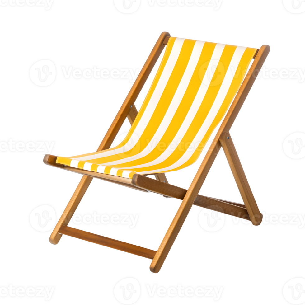 A yellow and white striped beach chair png