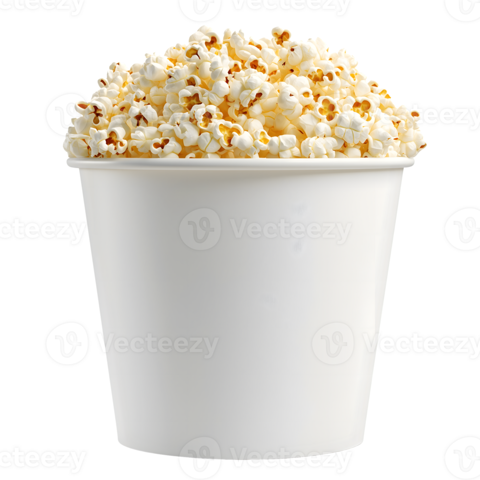 A white paper cup filled with popcorn png