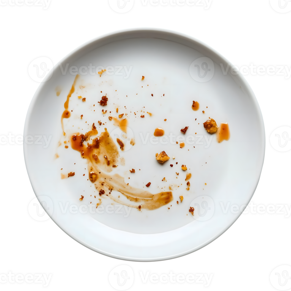 A dirty plate with a piece of food on it png