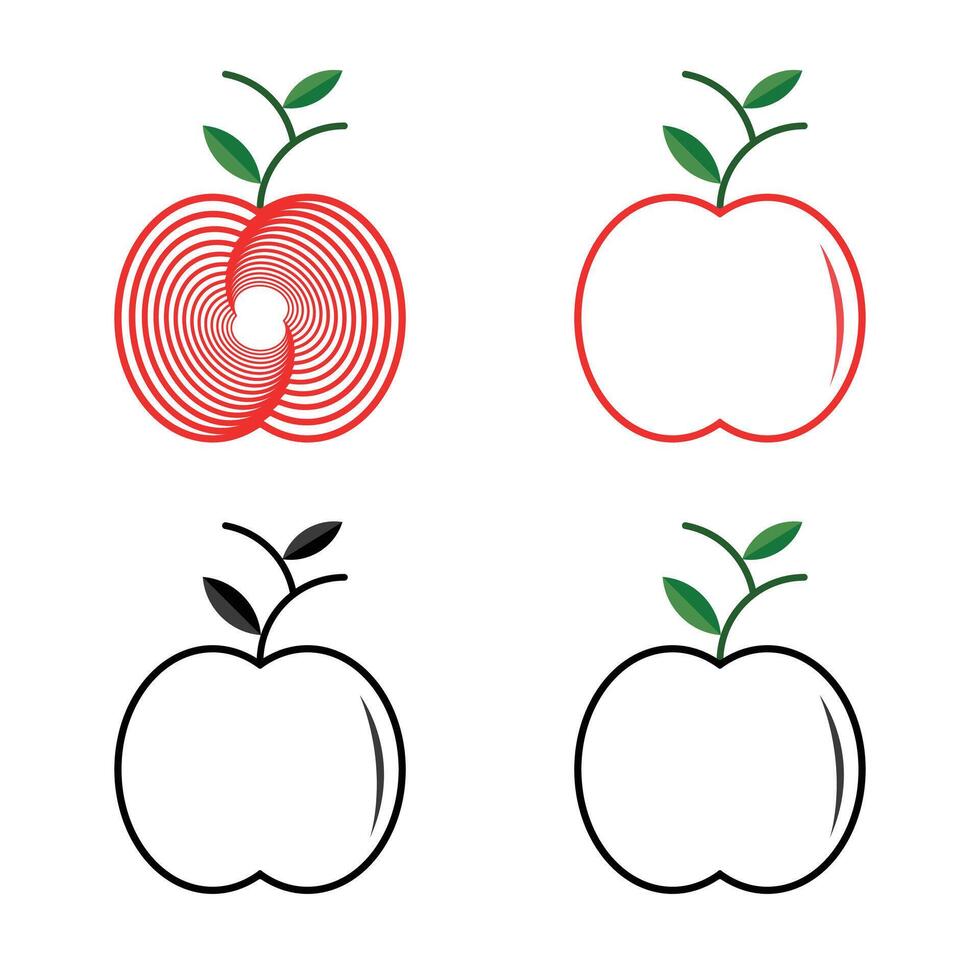 Stylized Apple Icons Red and Black Outline Designs for Branding vector