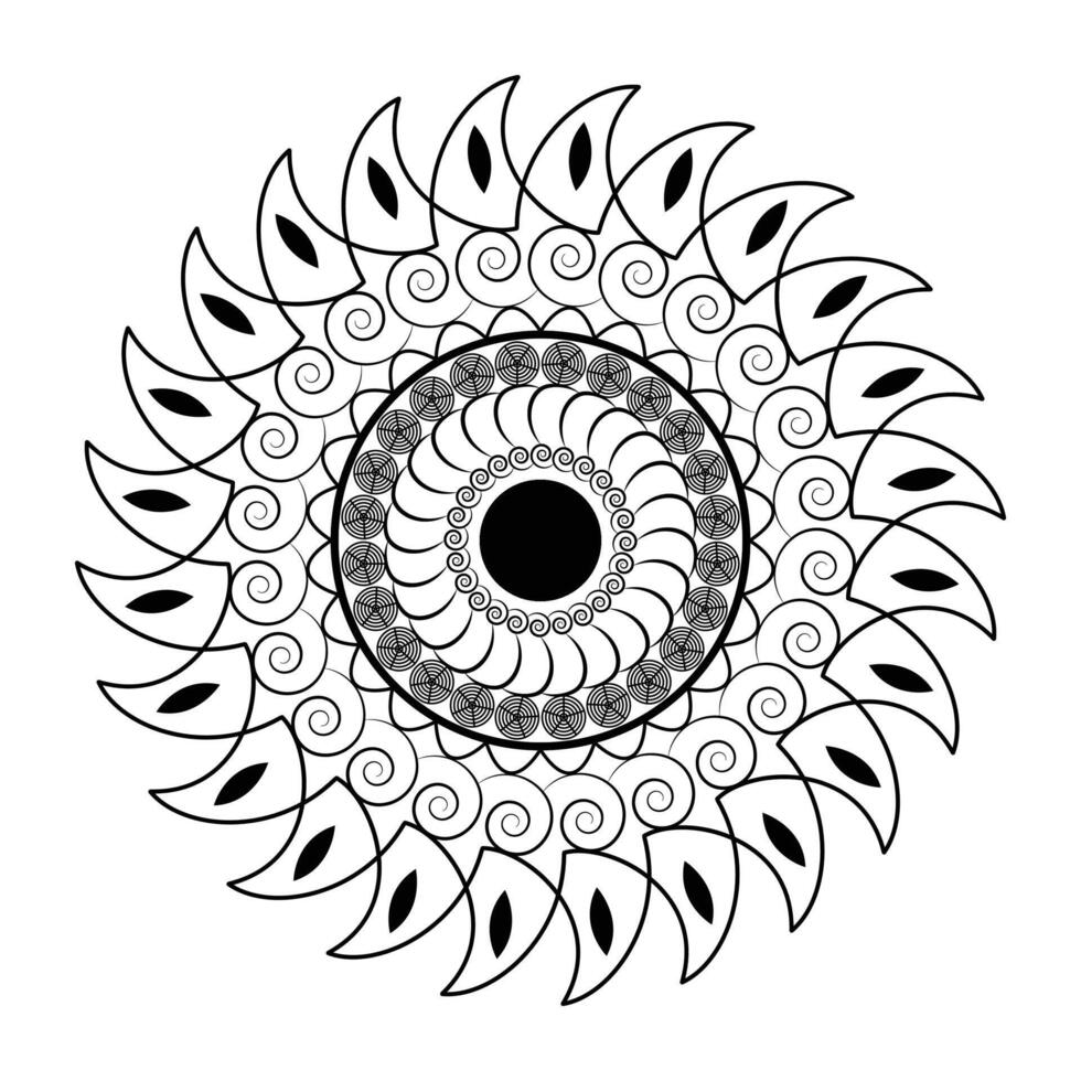 Elegant Black and White Mandala Coloring Page Design vector