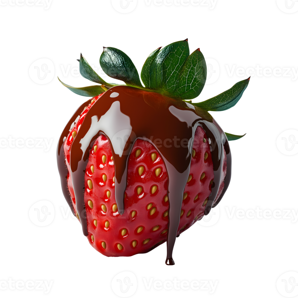 A strawberry with chocolate drizzled on it png