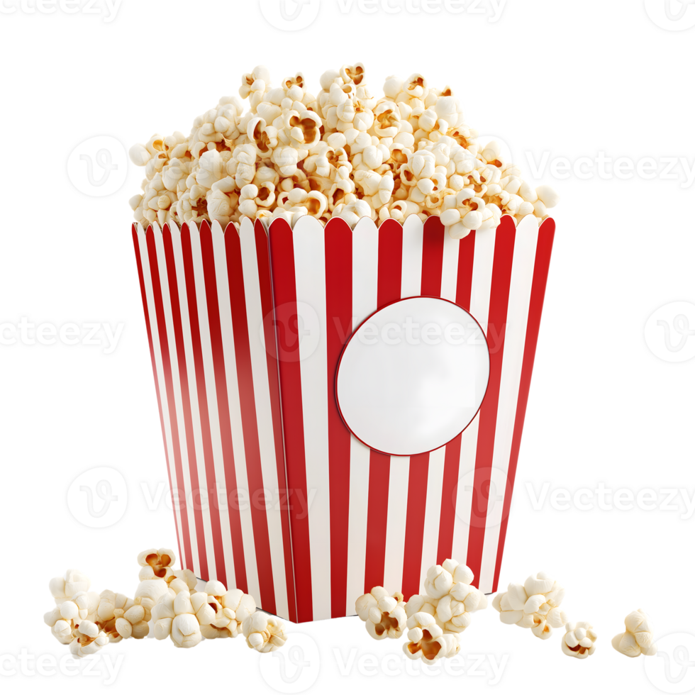 Popcorn in a red and white striped box png