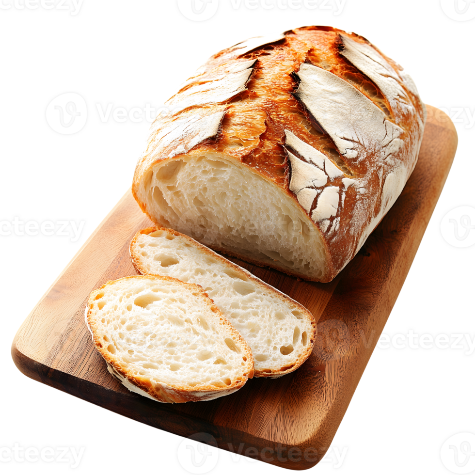 A loaf of bread on a cutting board png