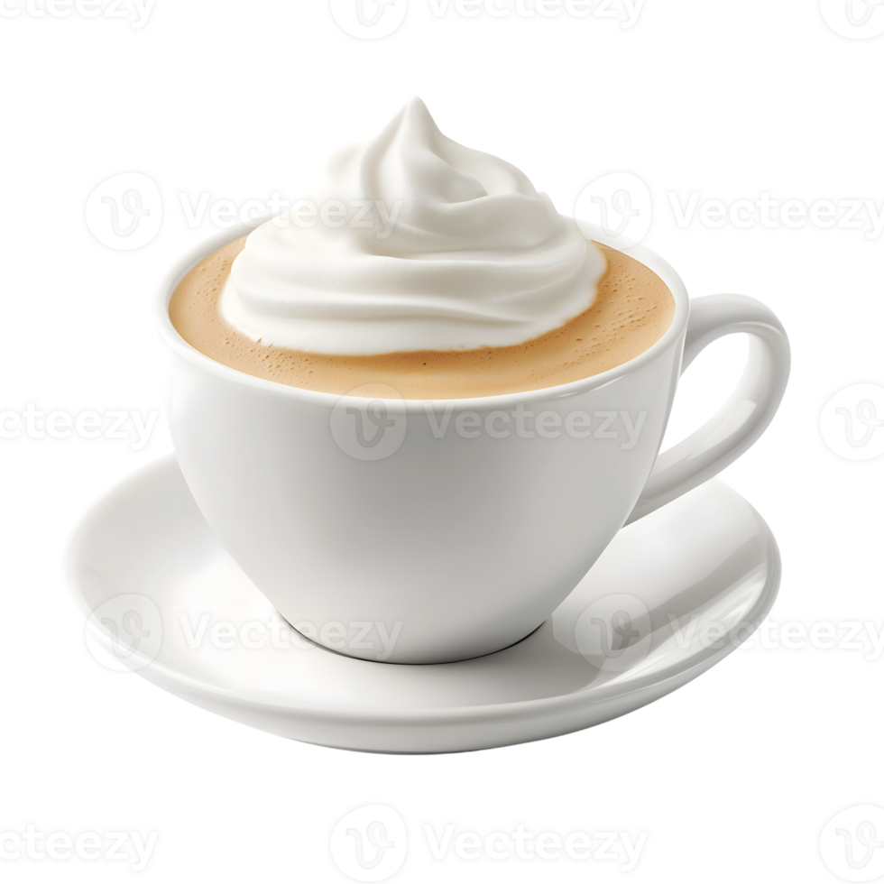 A cup of cappuccino with whipped cream on top png