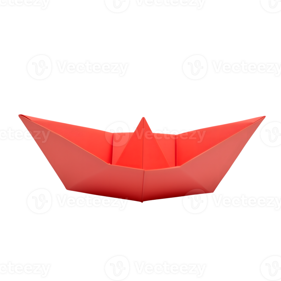 A red Paper ship isolated on transparent background. png
