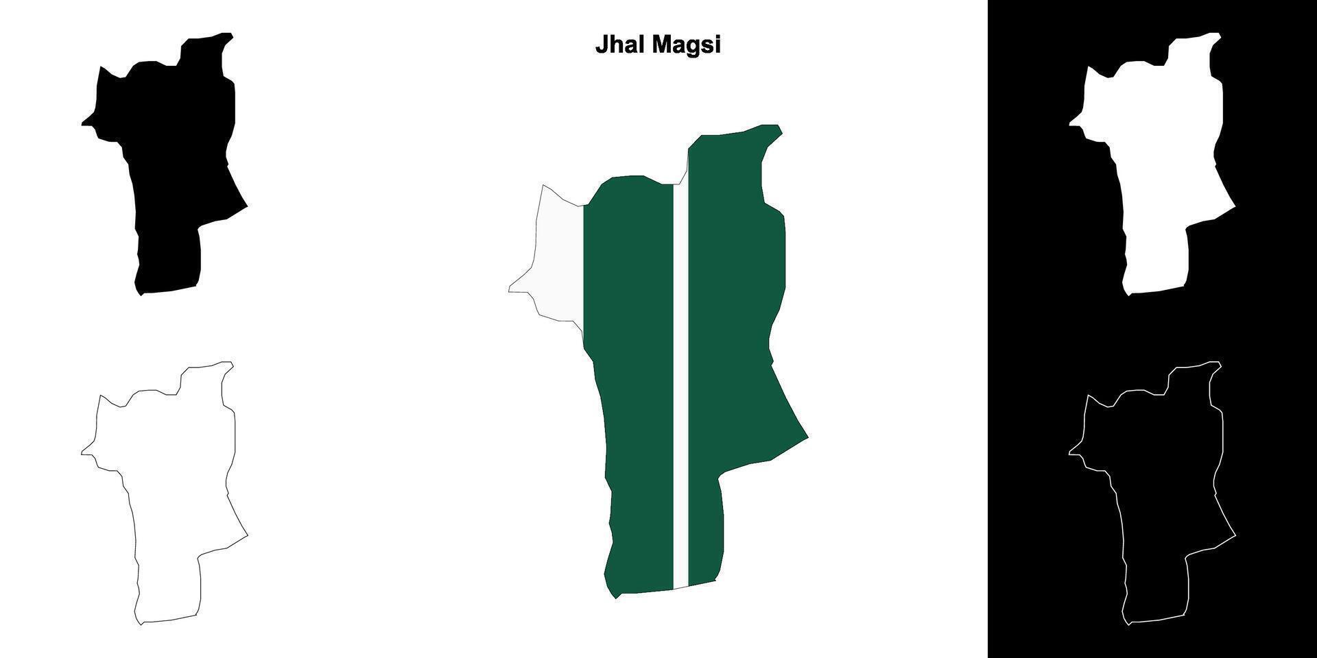 Jhal Magsi blank outline map set vector