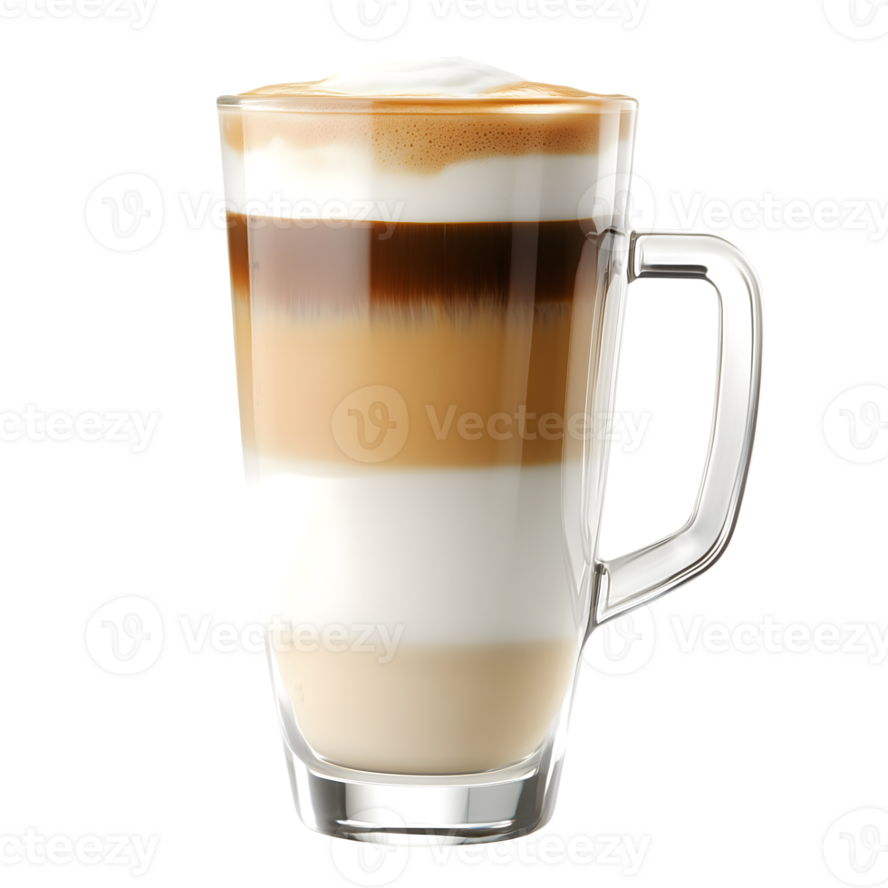 A glass of coffee with cream and milk png