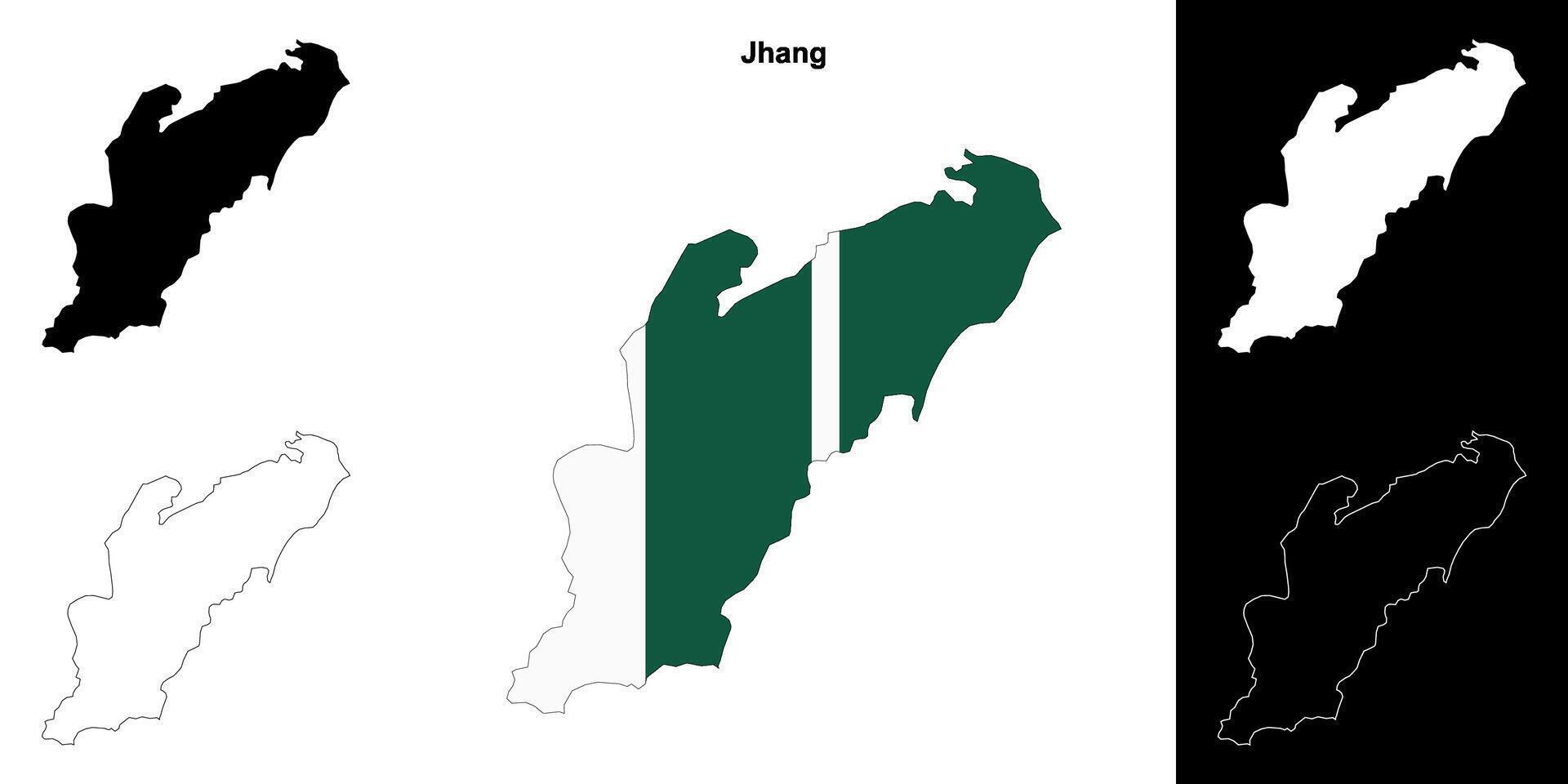 Jhang blank outline map set vector