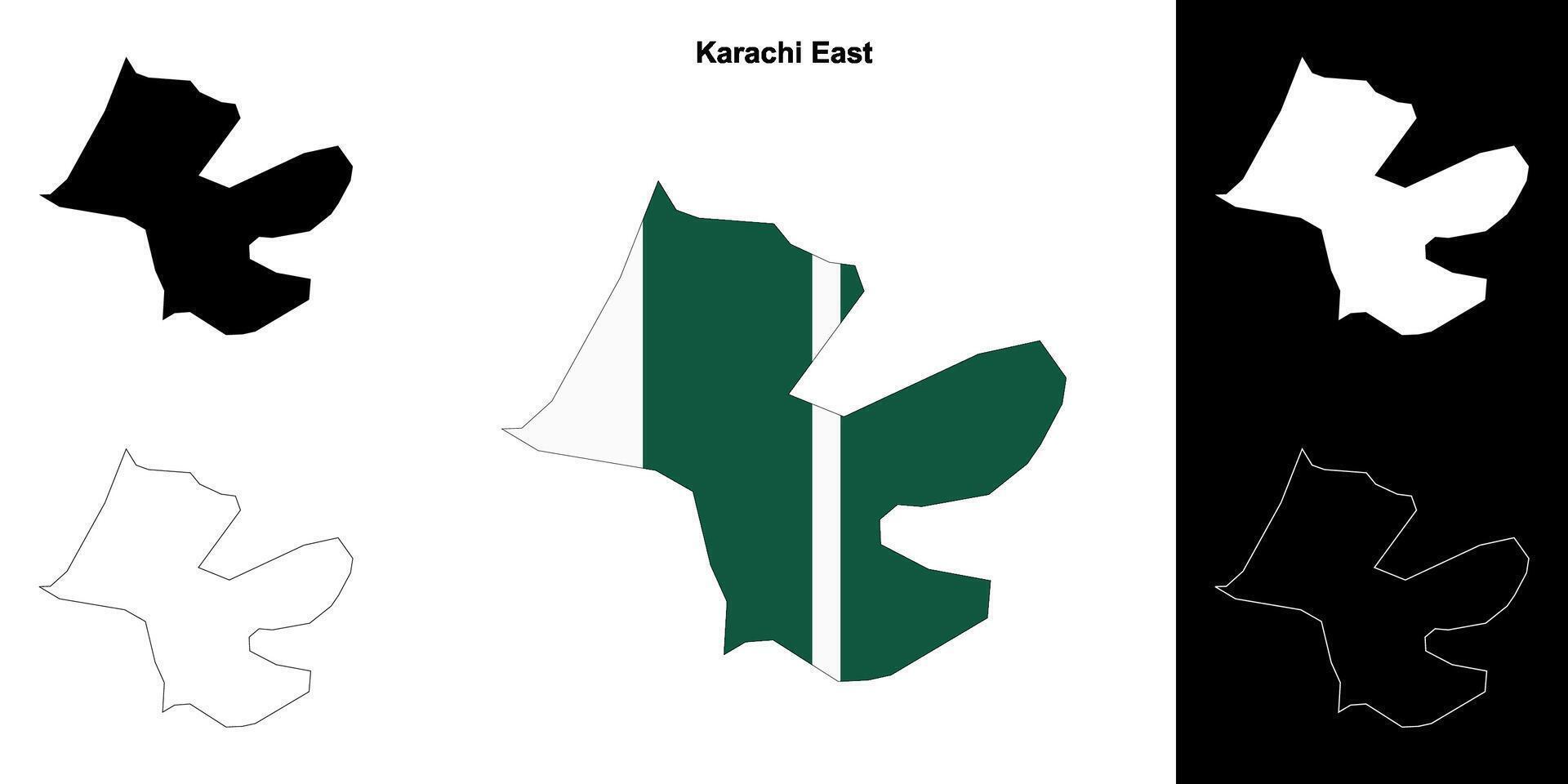 Karachi East blank outline map set vector