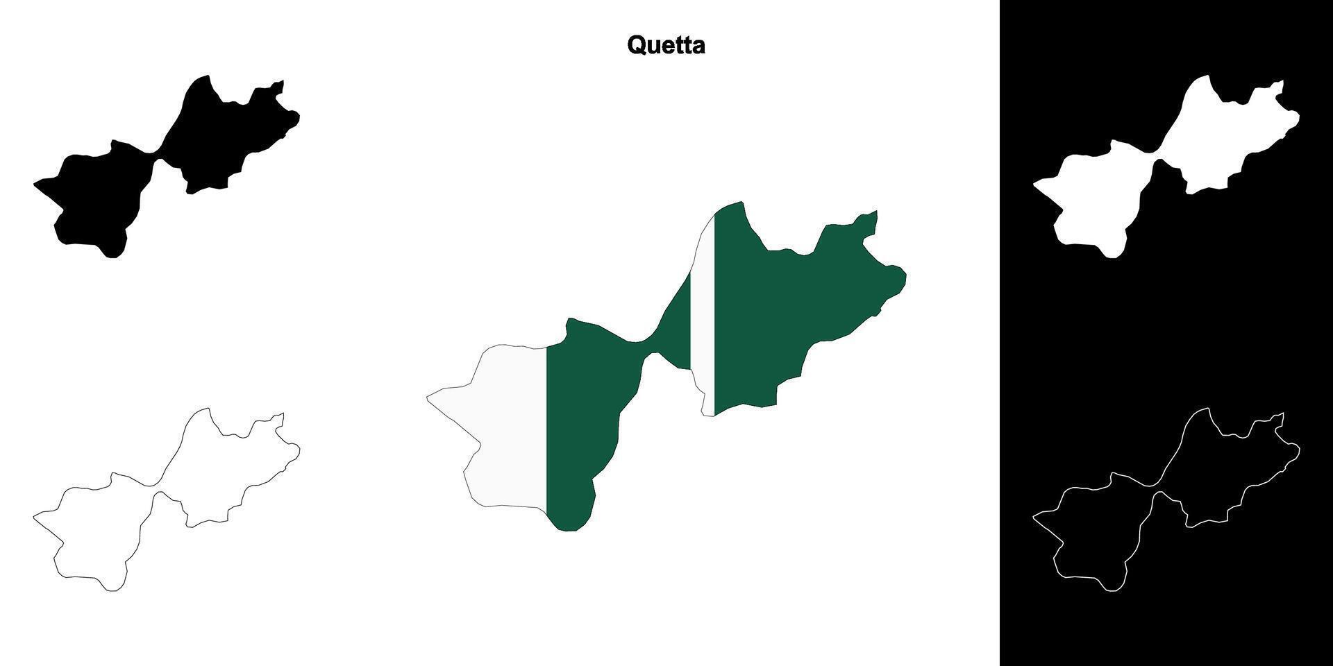 Quetta blank outline map set vector