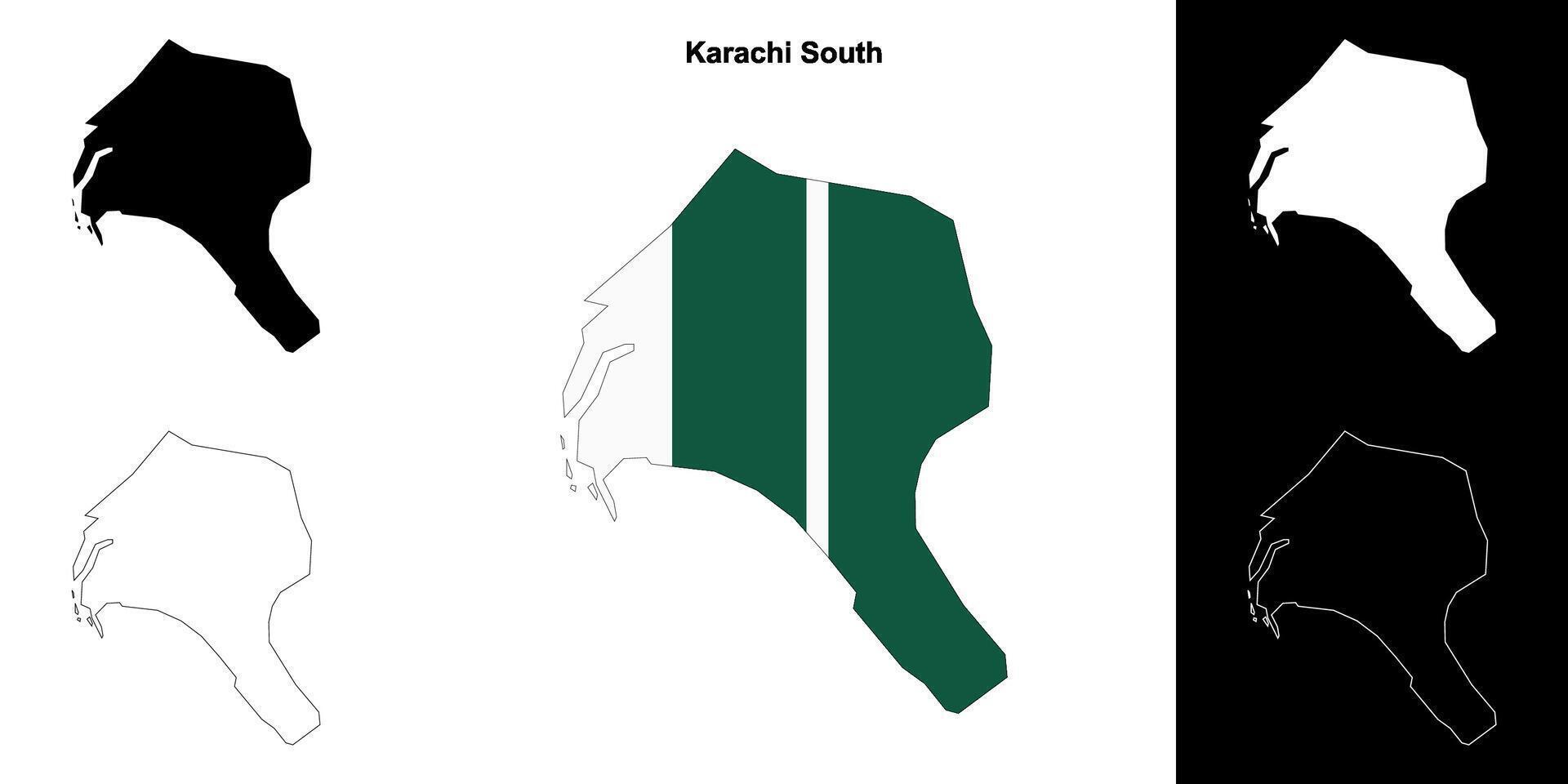 Karachi South blank outline map set vector