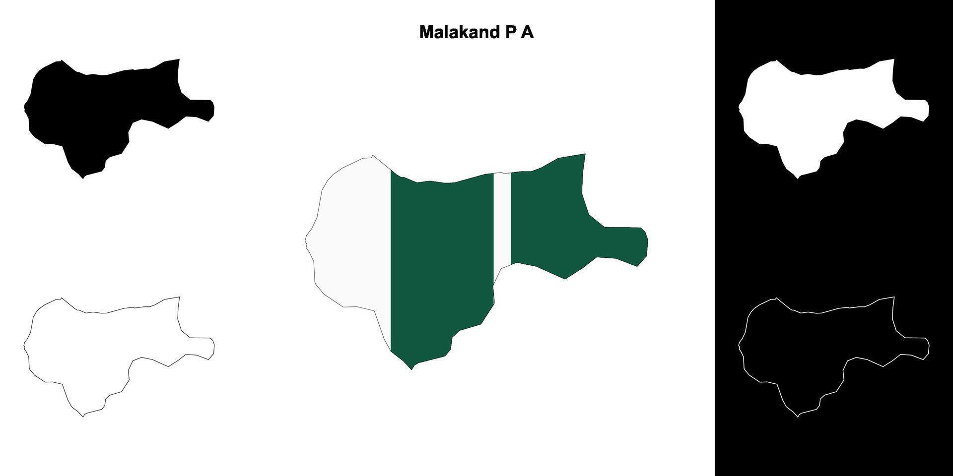 Malakand P A blank outline map set vector