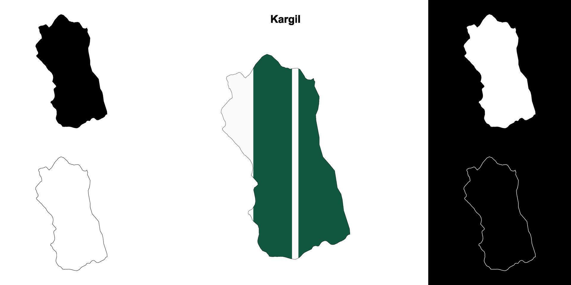 Kargil blank outline map set vector