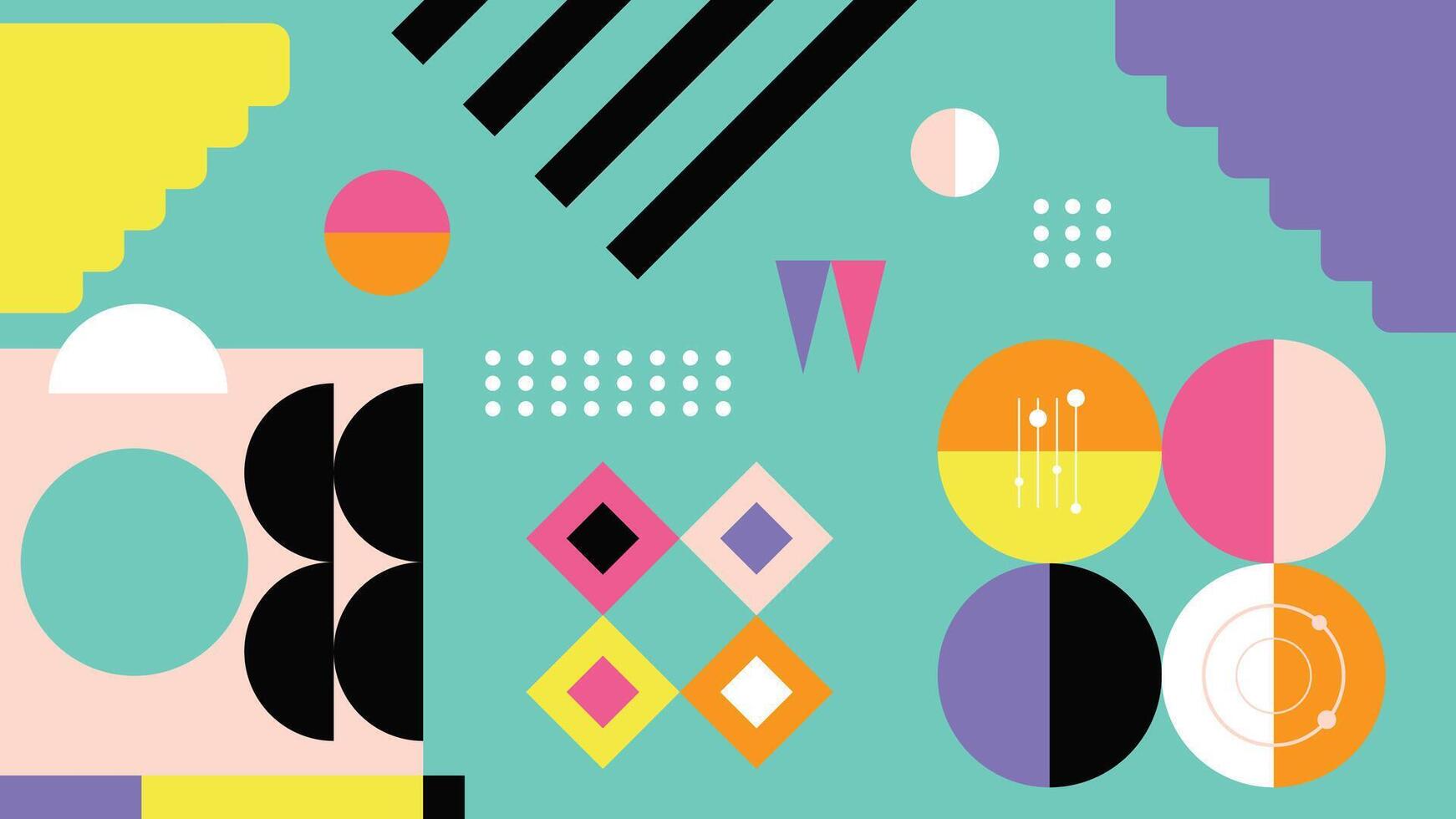 Aesthetic abstract illustration with geometric elements, playful background and bold shapes. Ideal for digital media, graphic design, creative templates, modern branding, and artistic compositions. vector