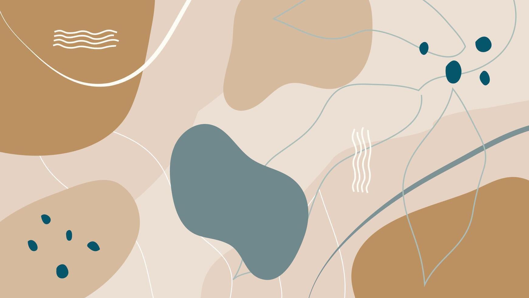 Aesthetic abstract composition featuring fluid lines, natural color palette, and geometric accents. Trendy and elegant background for digital content, print materials, or artistic designs. vector