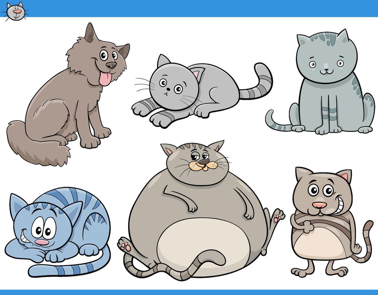 funny cartoon cats and kittens characters set vector
