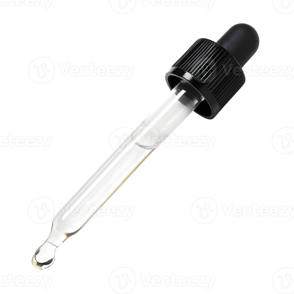 A small glass dropper with a clear liquid inside png