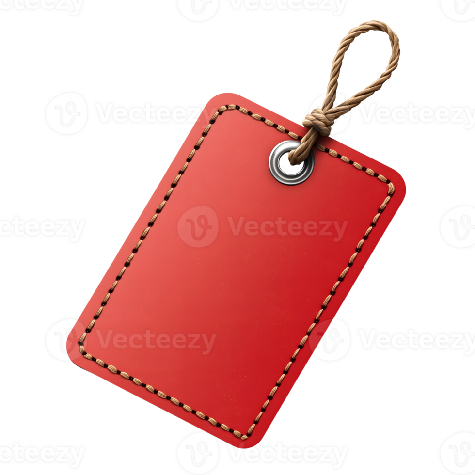 A red tag hanging from a rope png