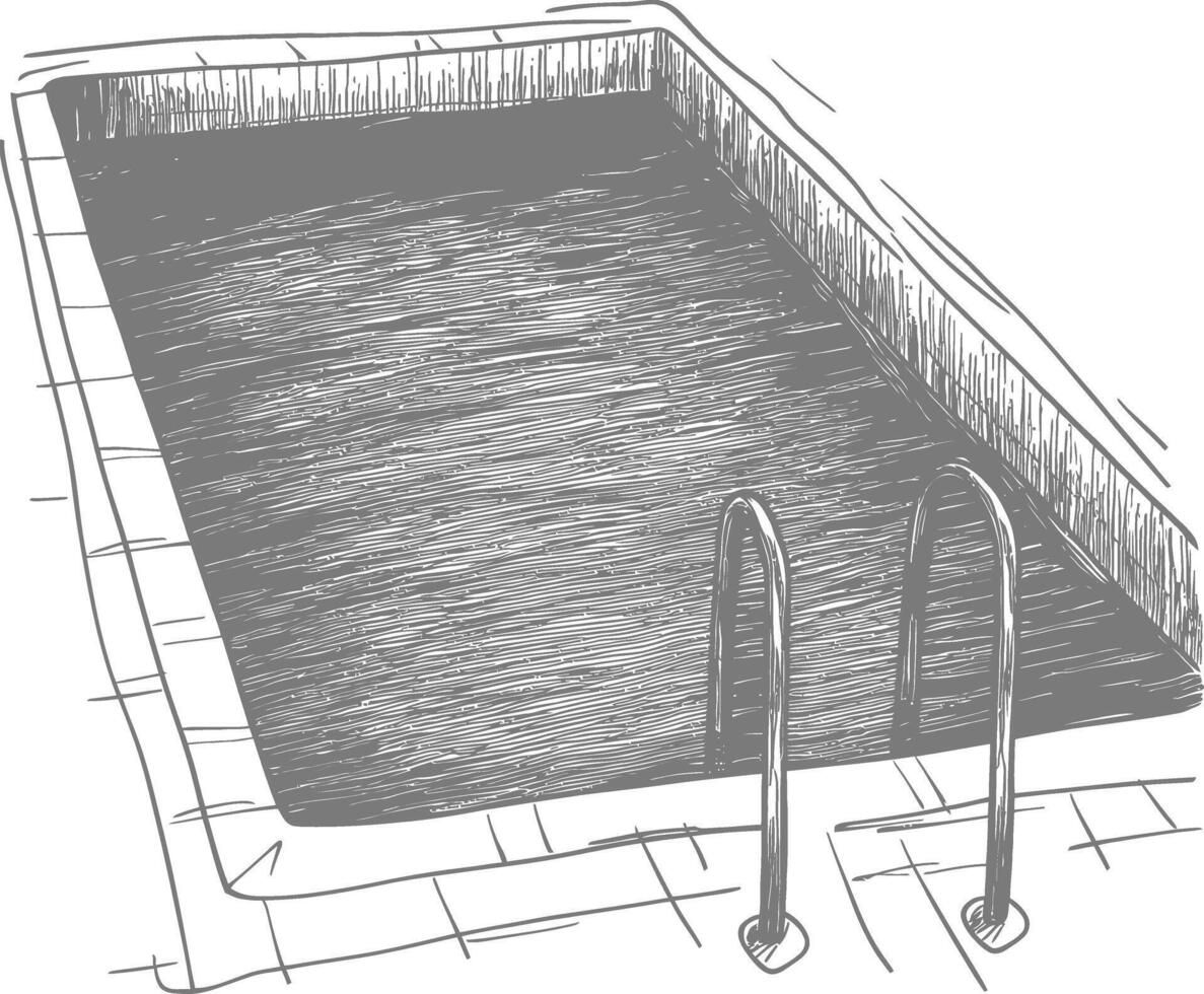 Hand Drawn Illustration Of A Swimming Pool With A Ladder vector