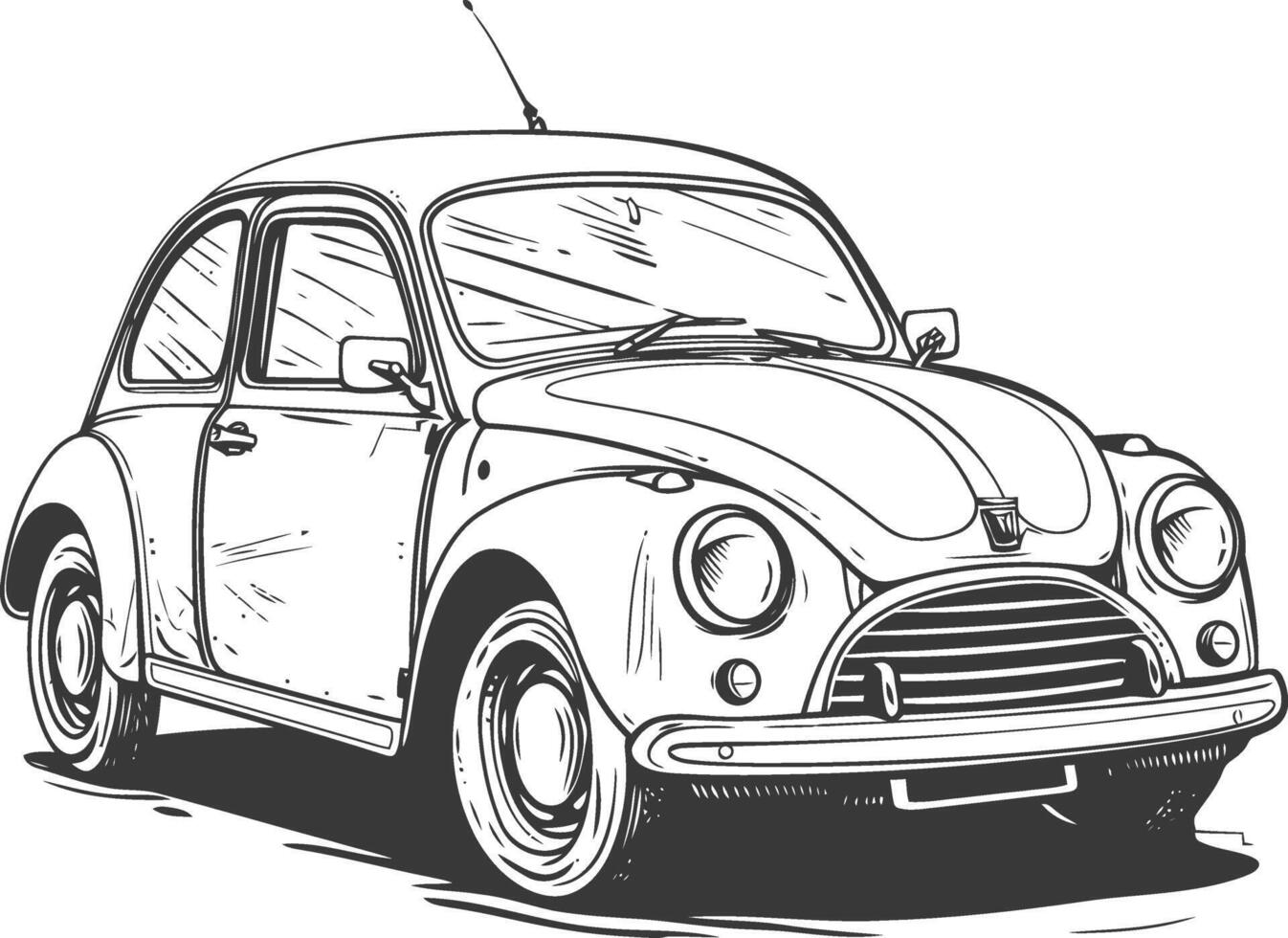 Hand Drawn Illustration Of A Vintage Car With A Classic Design vector