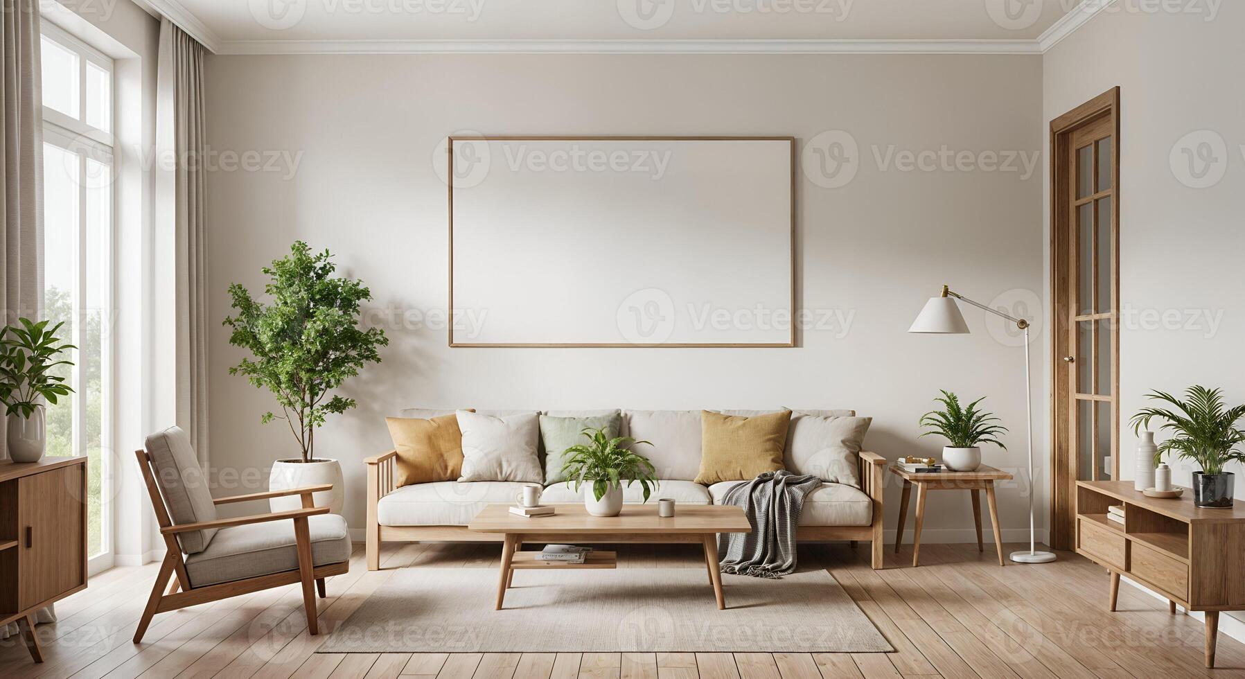 Modern Minimalist Living Room Interior Design Wooden Furniture sofa home cozy calm chair decor style photo
