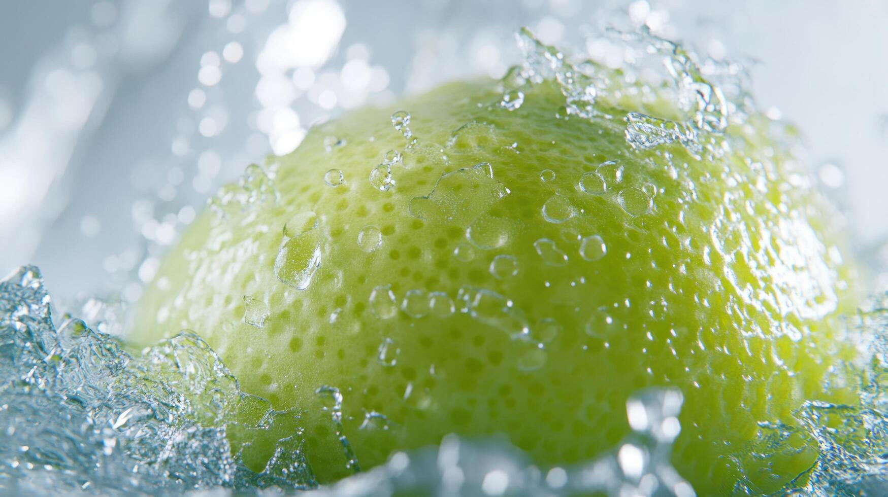 A green apple in water photo