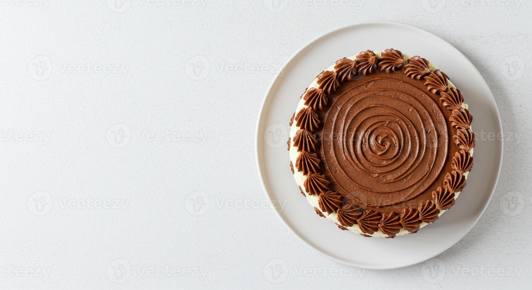 Delicious Chocolate Cake Swirl Frosting Dessert Sweet Treat Bakery Food Photography rich brown plate photo