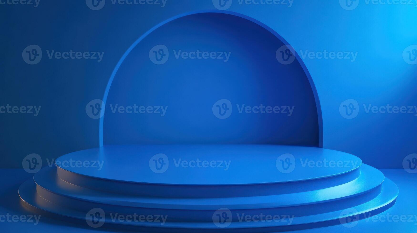 An empty stage with a blue wall in the background photo