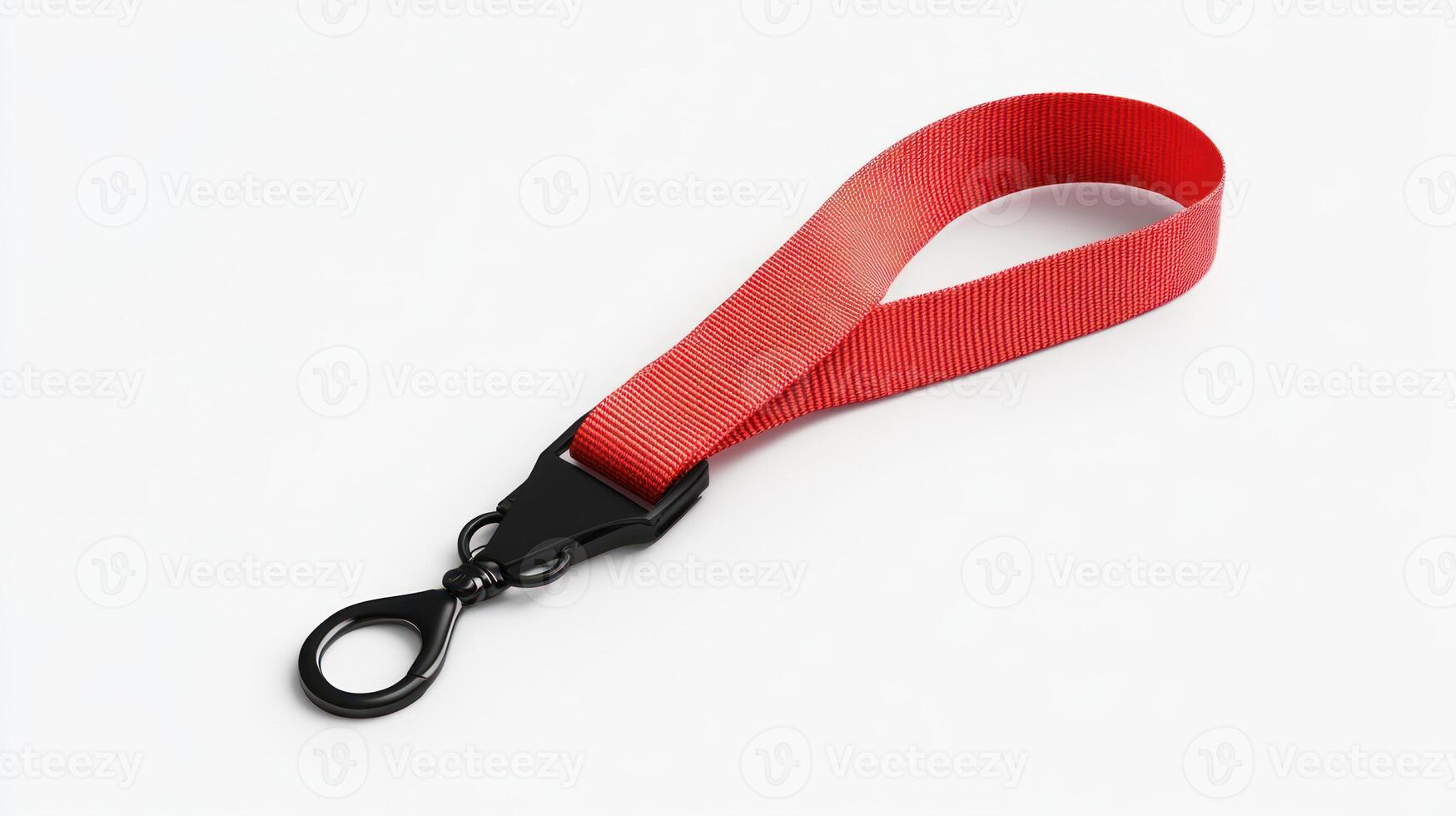 A red lanyard with a black metal hook photo