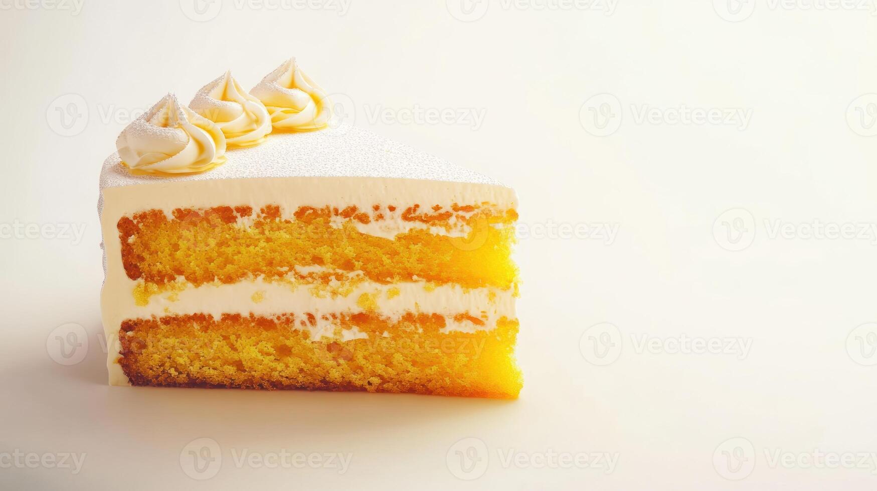 A piece of cake with frosting on top photo