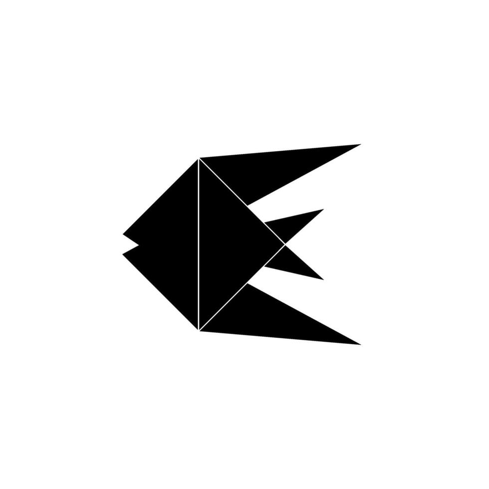 Fish Shape Inspired by Origami Form, can use for Logo, Pictogram, Aquatic Animal Figure, Website, Apps, or Graphic Design Element. Flat and Black White. vector