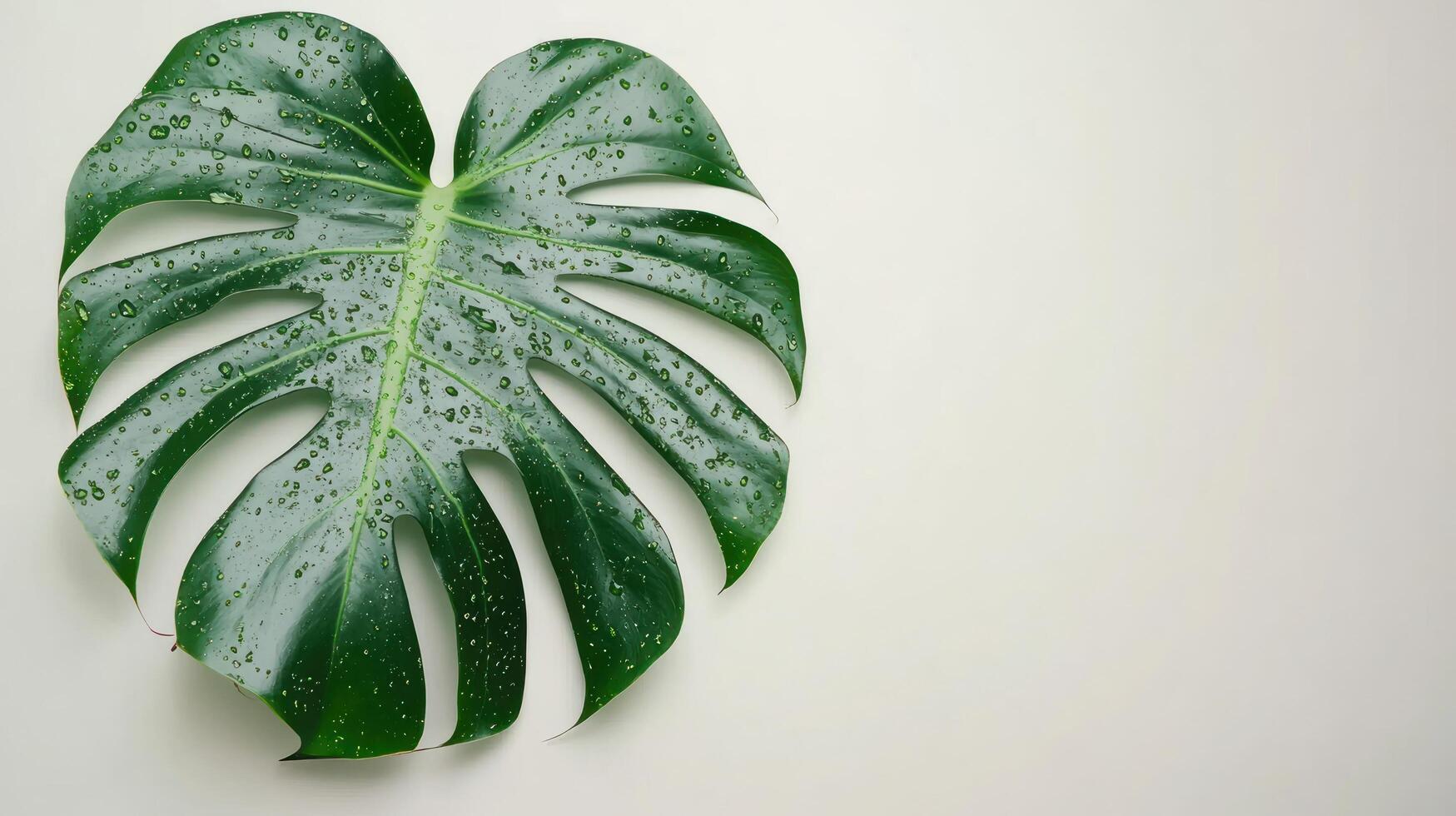 A large green leaf with water droplets on it photo