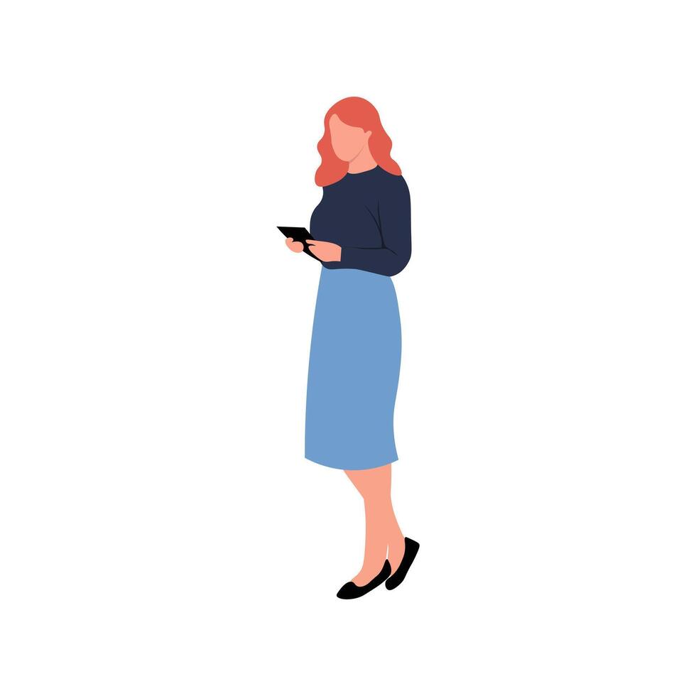 Businesswoman using a tablet in a professional setting. vector