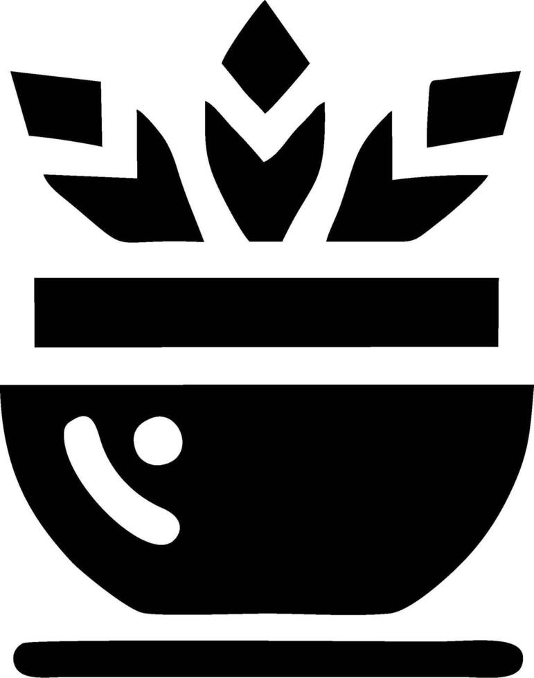 A black and white image of a bowl with a leaf vector