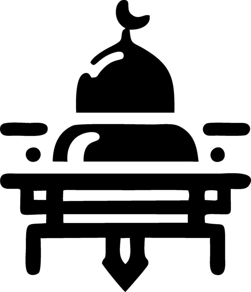 A black and white logo of a mosque vector