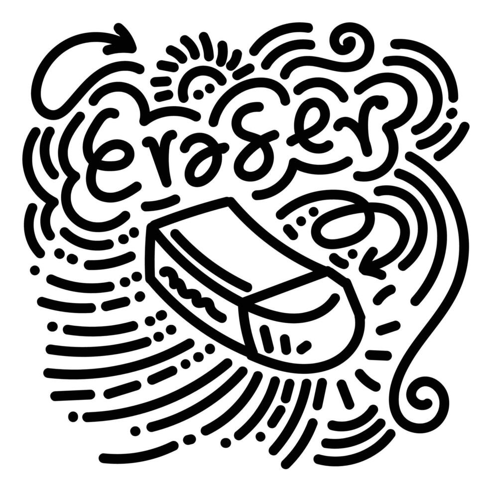 Eraser with cute doodle vector
