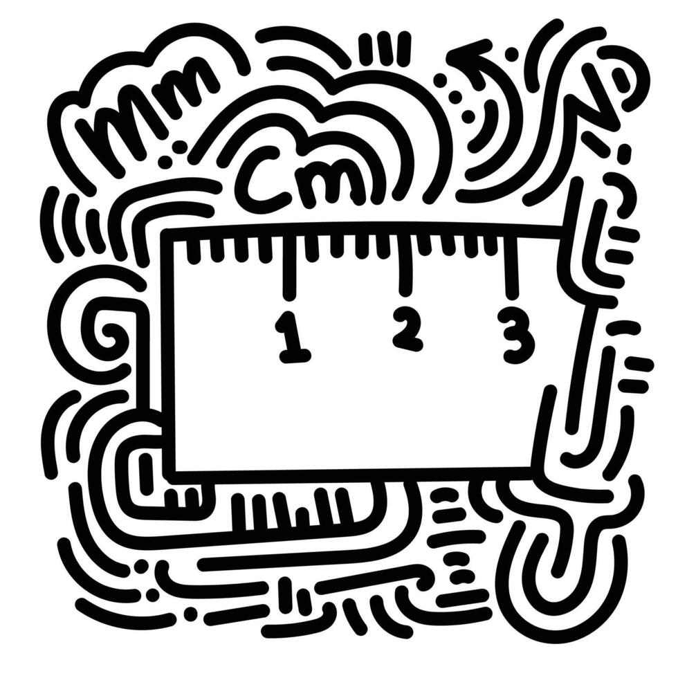 Ruler with doodle about it vector