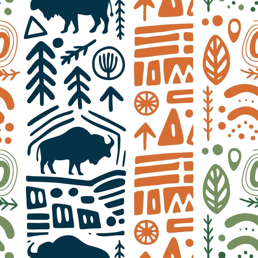 Tribal Bison Pattern vector