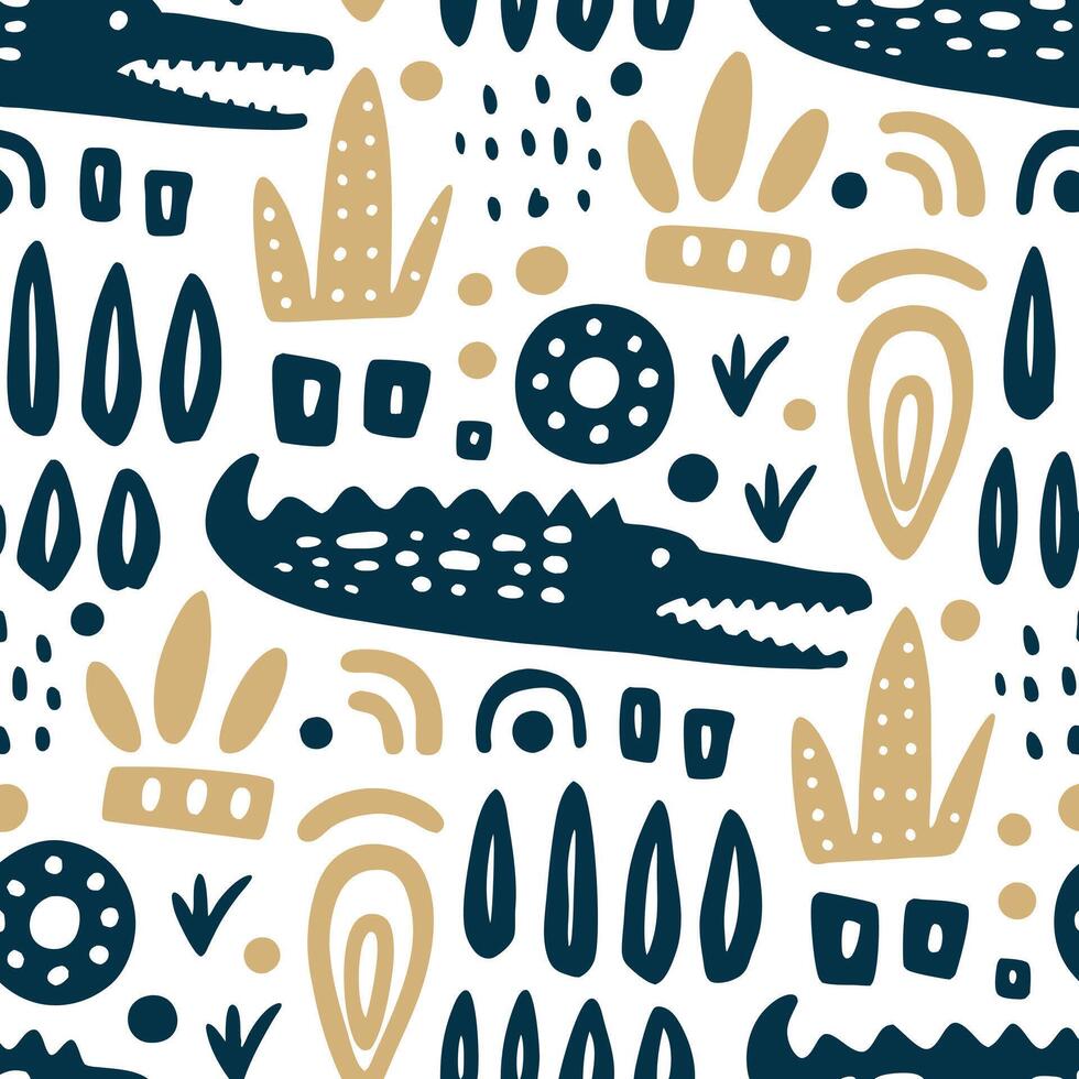 Crocodile Jungle Pattern vector