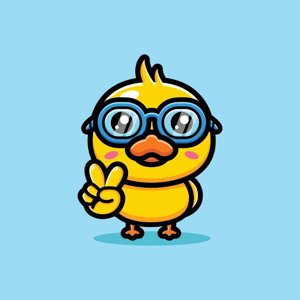 duck wearing swimming goggles poses peacefully vector