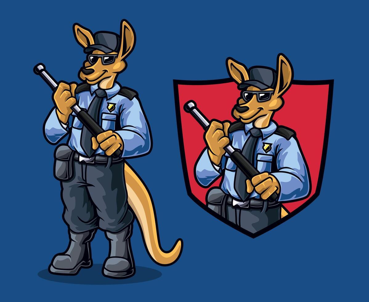 Kangaroo Security Guard Mascot Design vector