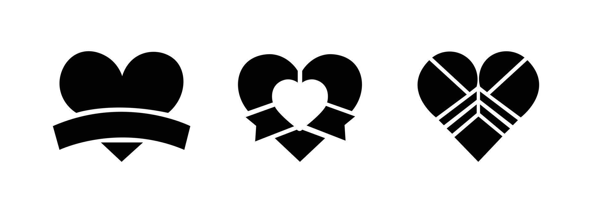Black heart icons set. illustration vector
