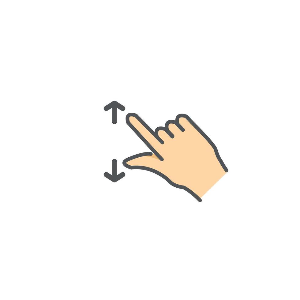 illustration of a finger hand design enlarges the size of the image on the screen. vector