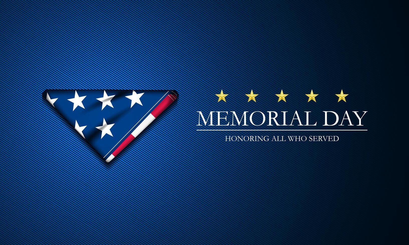 Memorial day background with folded american flag and stars vector