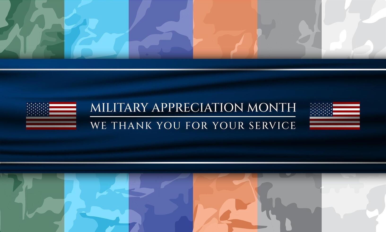 Military appreciation month banner with the american flag vector